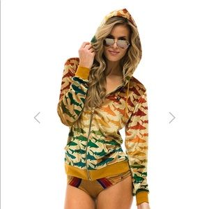 Aviator Nation Velvet Shark Hoodie - GOLD